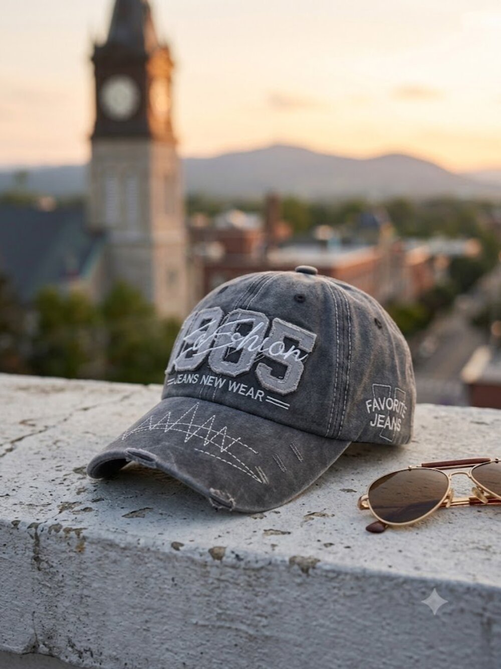 Vintage 1985 Denim Baseball Cap - Gray Washed Jeans Trucker Hat - Retro style